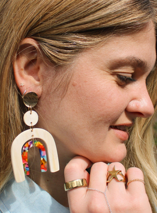 Tiered Rainbow Mosaic Earrings