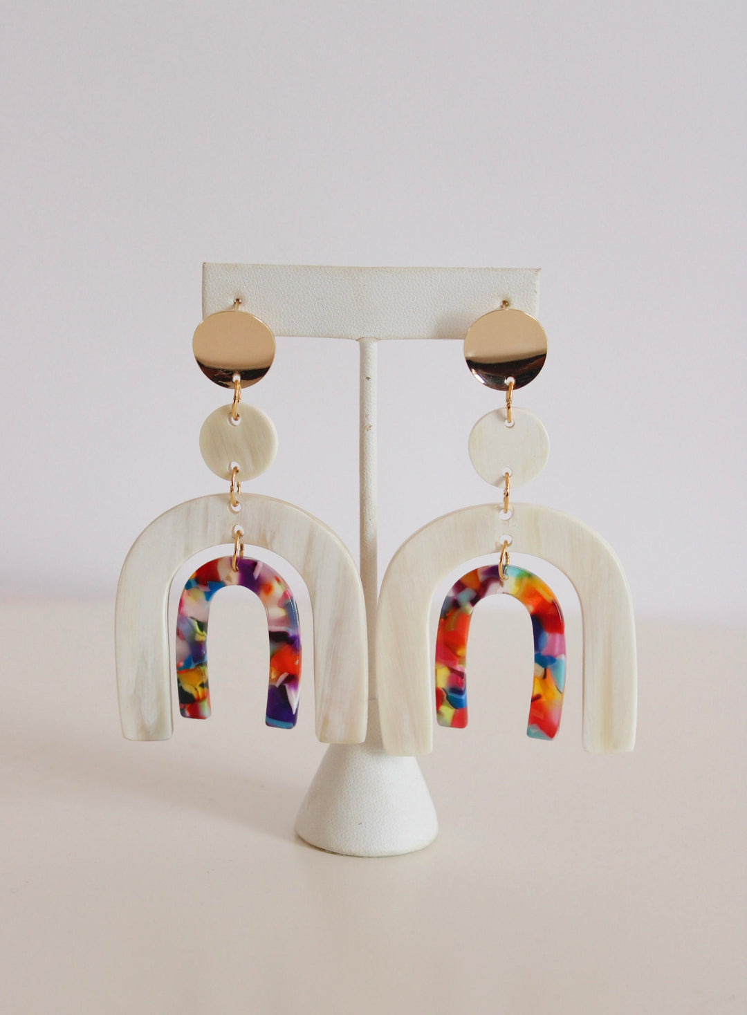 Tiered Rainbow Mosaic Earrings