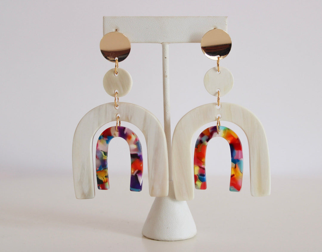 Tiered Rainbow Mosaic Earrings